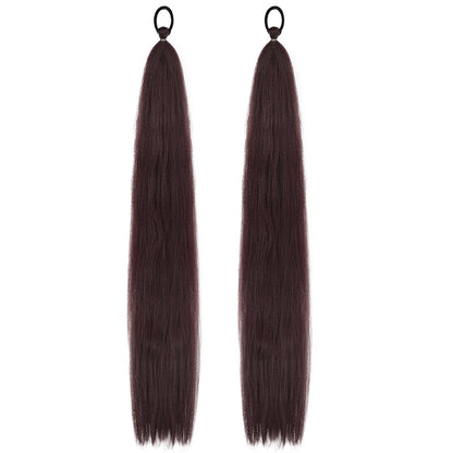 Synthetic Ponytail Extension 2-Piece Set – Long Straight with Rubber Band