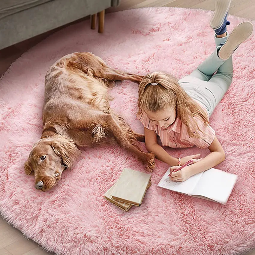 Fluffy Round Shag Rug for Kids Girls Bedroom & Nursery