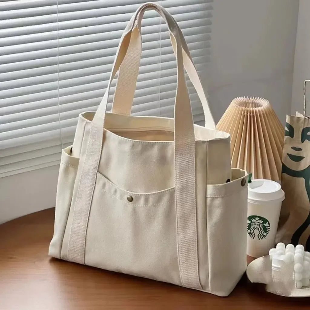 Large Capacity Canvas Tote Bag for Work & Commuting