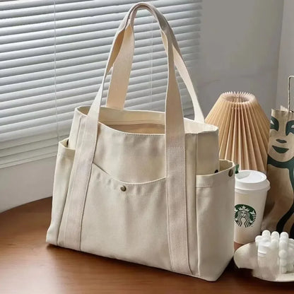 Large Capacity Canvas Tote Bag for Work & Commuting