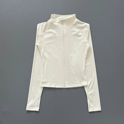 Women's Zip-Up Workout Jacket – Stretch Fitted Running & Yoga