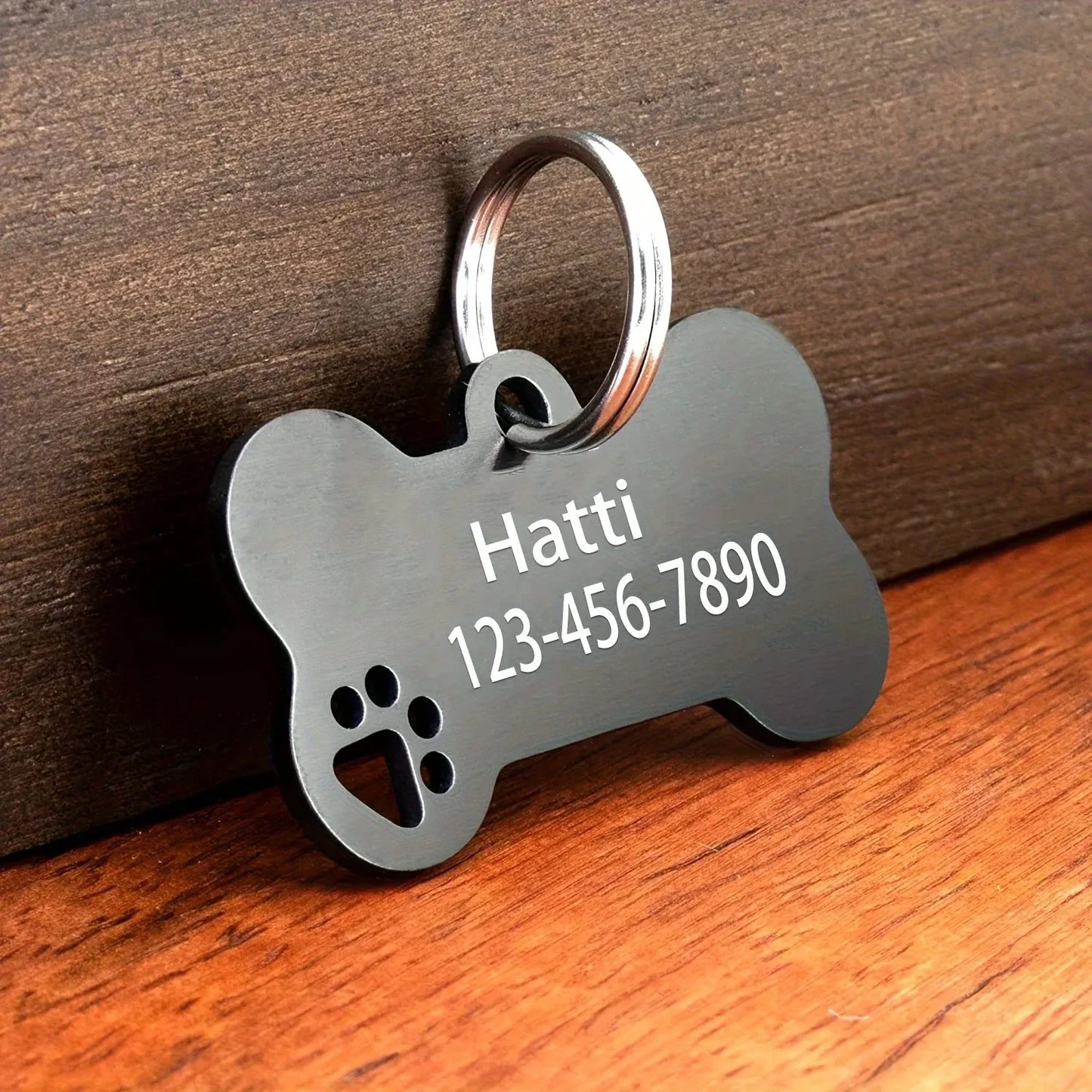 Personalized Engraved Pet ID Tag – Bone Shape for Dogs & Cats