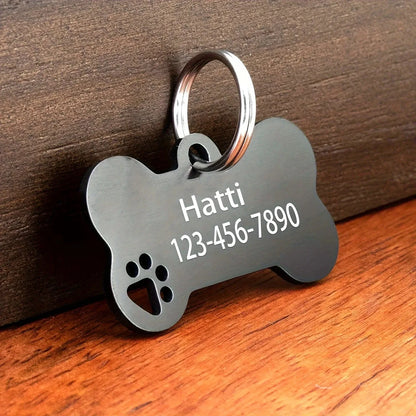 Personalized Engraved Pet ID Tag – Bone Shape for Dogs & Cats