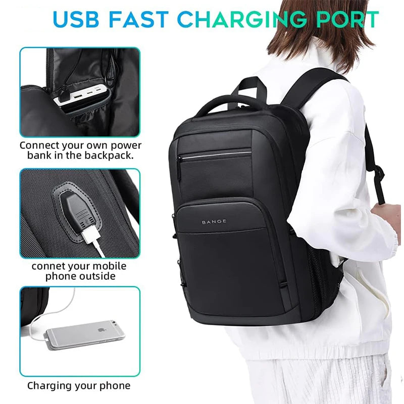 Laptop Backpack 15.6" with USB Charging Port – Waterproof Travel Bag