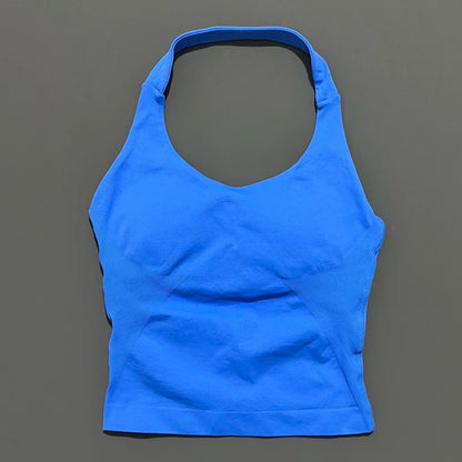 Seamless Halter Longline Sports Tank Top for Women – Gym Yoga Workout