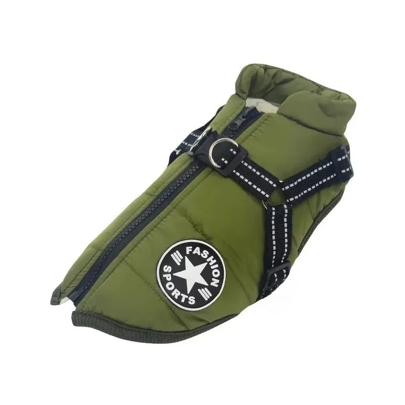 Dog Winter Jacket - Waterproof Warm Coat with Harness
