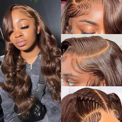 Hd 200 30 36 Inches Chocolate Brown Body Wave 13x6 Lace Front Human Hair Wigs 13x4 Frontal Wig