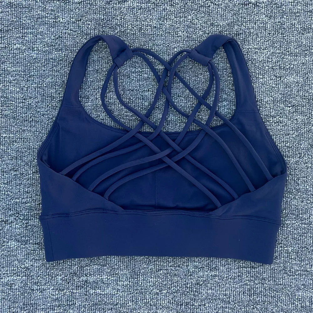 Women's Push-Up Sports Bra – Cross Back Shockproof Gym & Yoga Bra