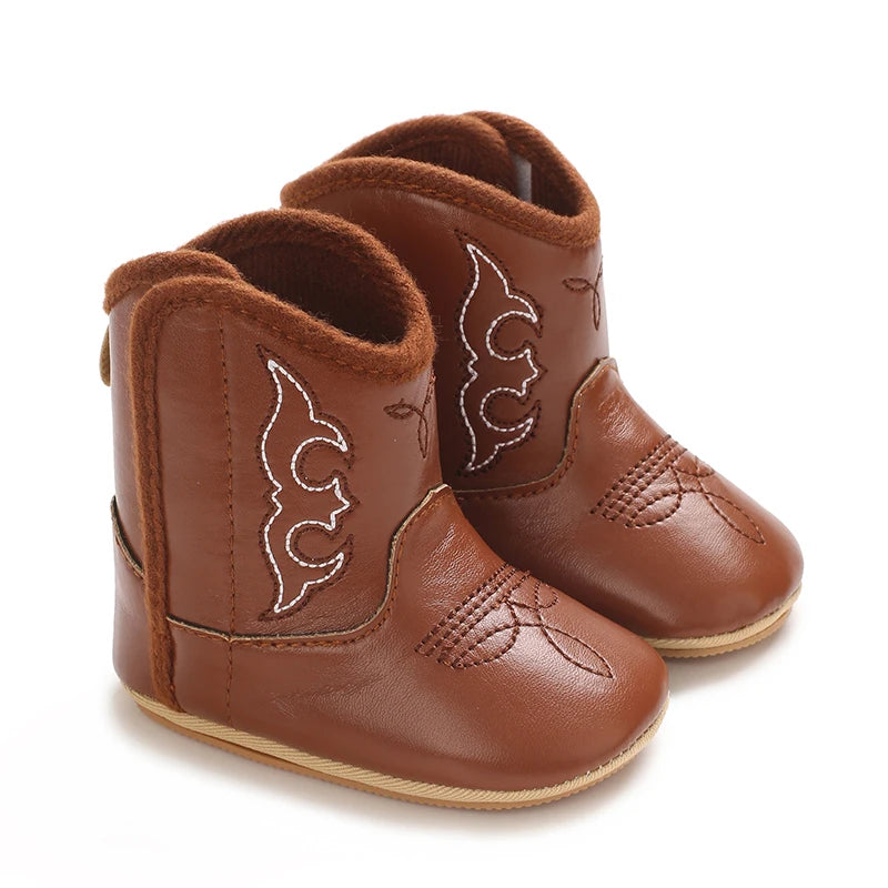 Baby Cowboy Boots Soft Sole Non-Slip Crib Shoes for Infant Toddler