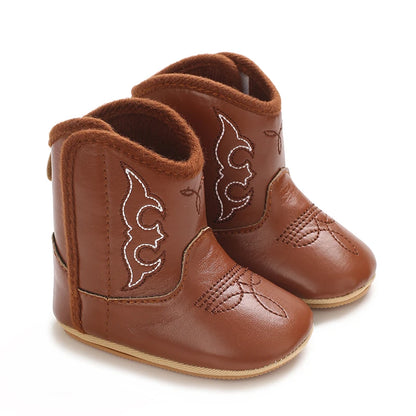 Baby Cowboy Boots Soft Sole Non-Slip Crib Shoes for Infant Toddler
