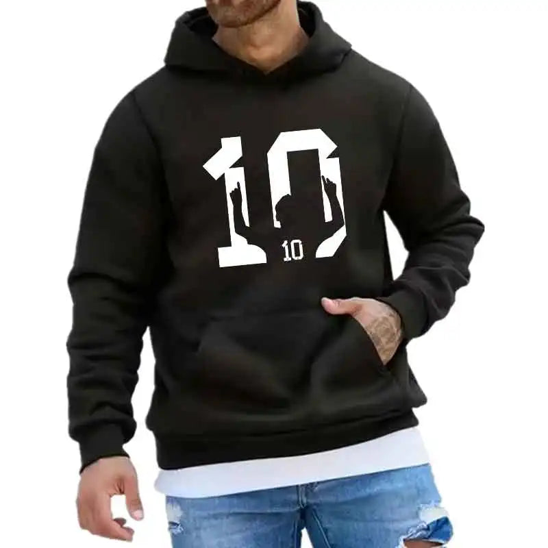 Number 10 Football Graphic Hoodie Vintage Streetwear Sweatshirt