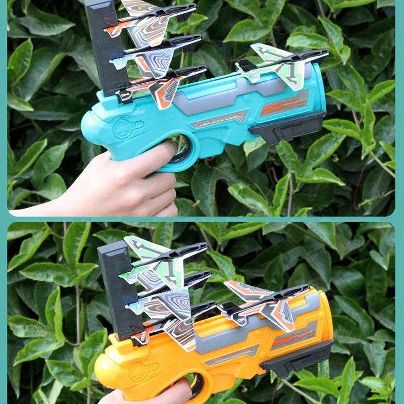 Airplane Launcher Toy Gun – 6 Foam Glider Planes for Kids
