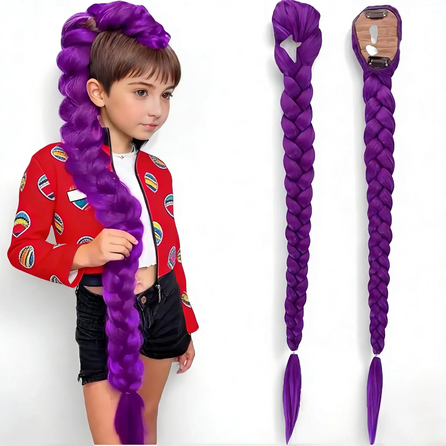 Braided Ponytail Hair Extension 26 Inch Clip-In Synthetic Braid