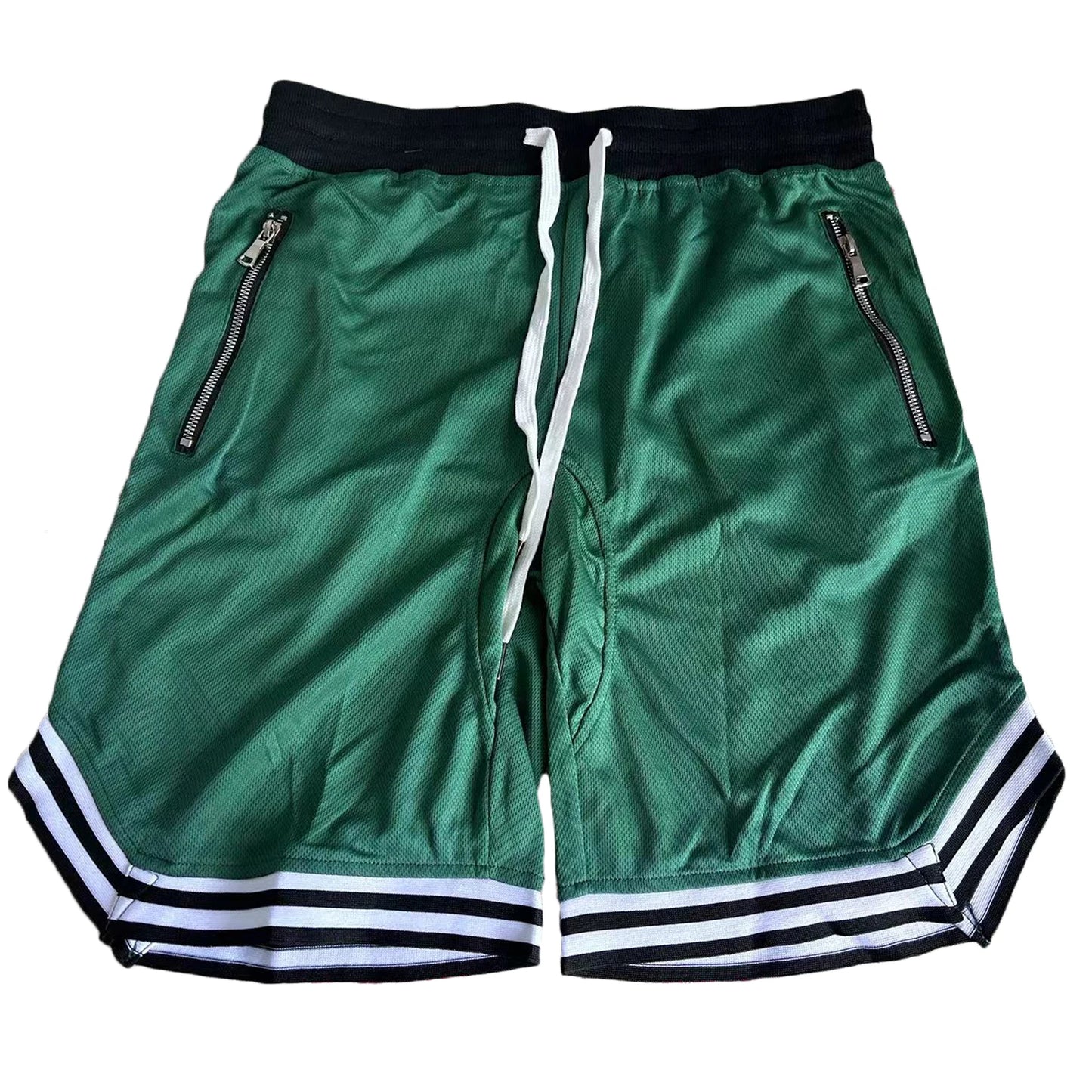 Men's Mesh Basketball Shorts with Zip Pockets & Drawstring