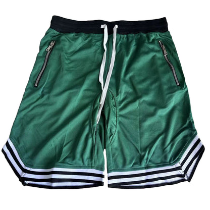 Men's Mesh Basketball Shorts with Zip Pockets & Drawstring