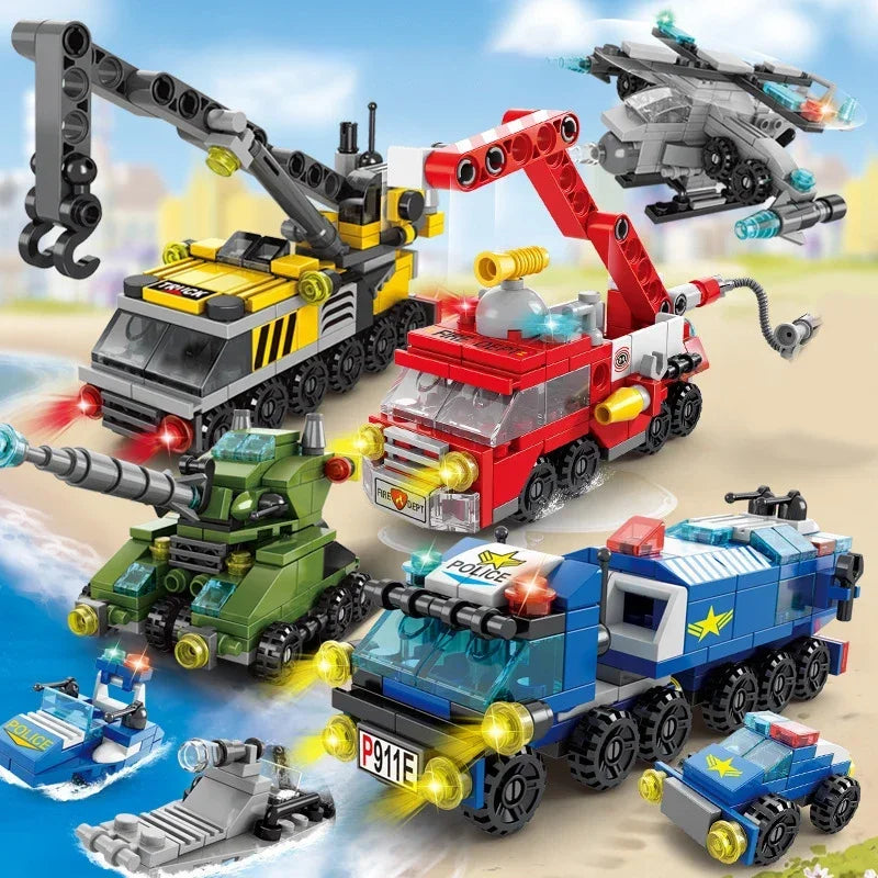 City Police Building Blocks Set – 6-in-1 Vehicle Construction Toy