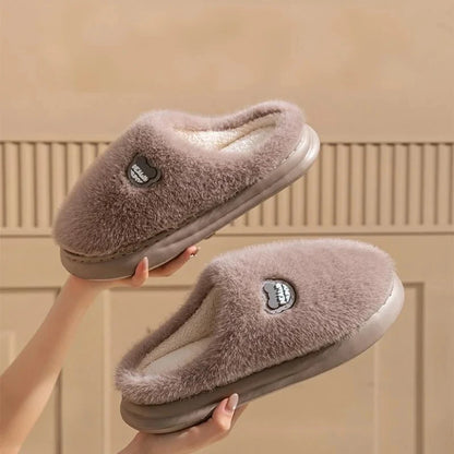 Winter Plush Couple Slippers Men Women Ultra Soft Memory Foam Cloud Comfort Non-Slip Thick Sole
