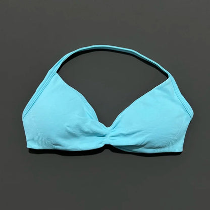 Women's Strappy Sports Bra – Padded Push-Up Gym Top