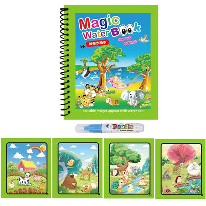 Magic Water Drawing Book for Kids with Pen – Reusable Coloring Activity