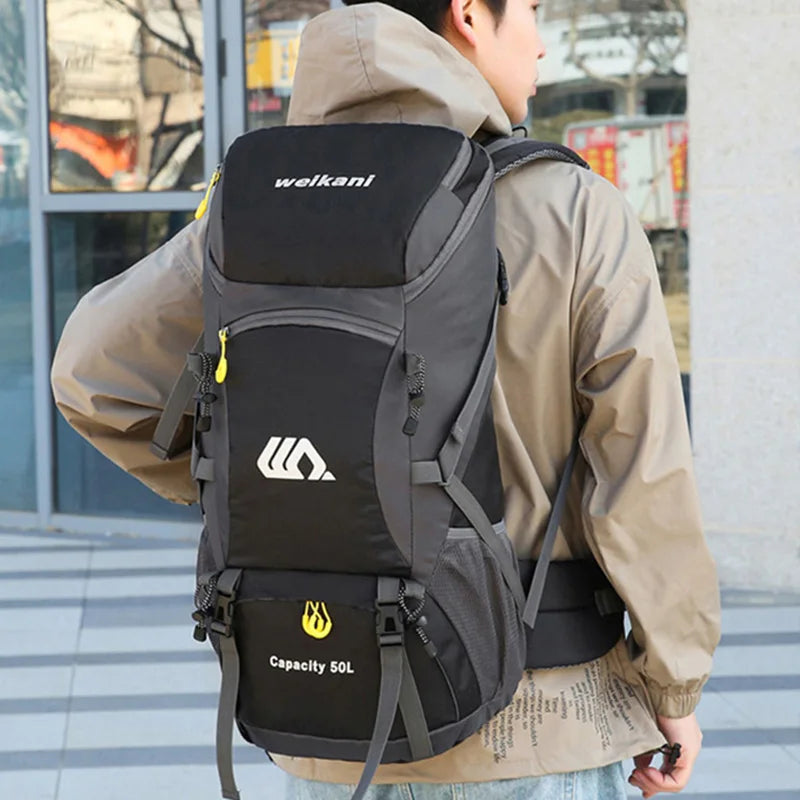 50L Hiking Backpack with Rain Cover – Waterproof Outdoor Travel Bag for Men & Women