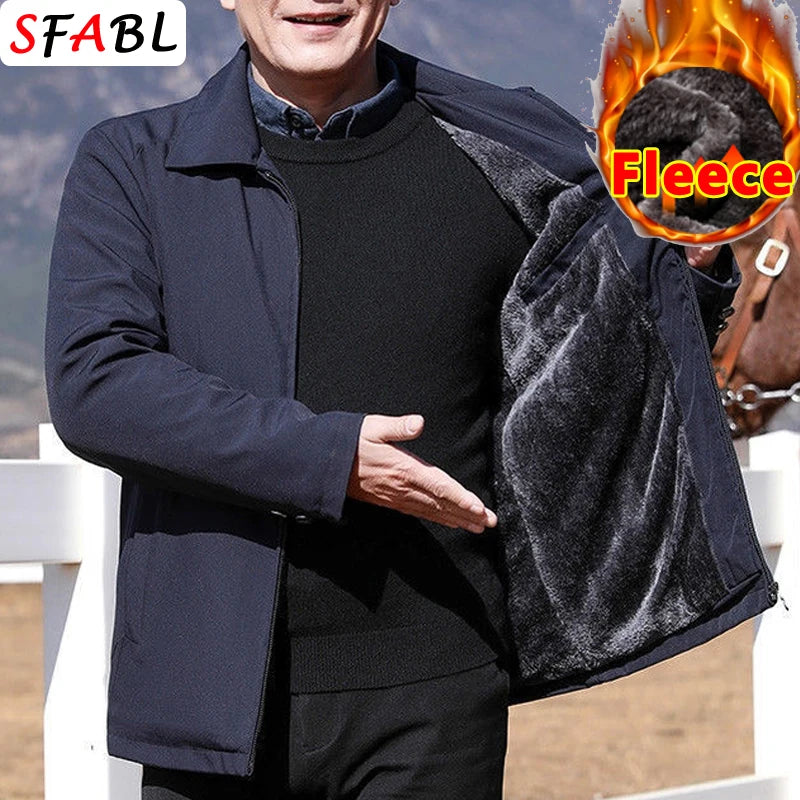 Men's Fleece-Lined Lapel Jacket – Warm Business Casual Coat