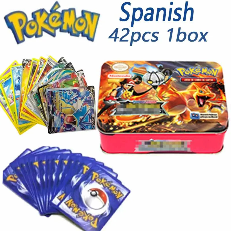 Pokemon TCG Metal Tin Box with 42 Cards – Random Style
