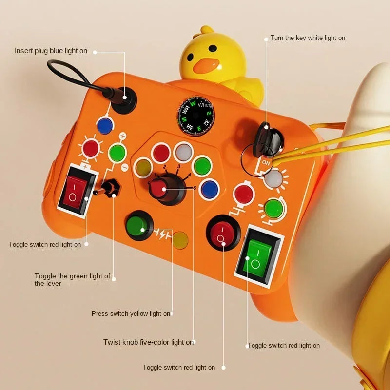 Montessori Busy Board – LED Light Switch Sensory Toy for Kids