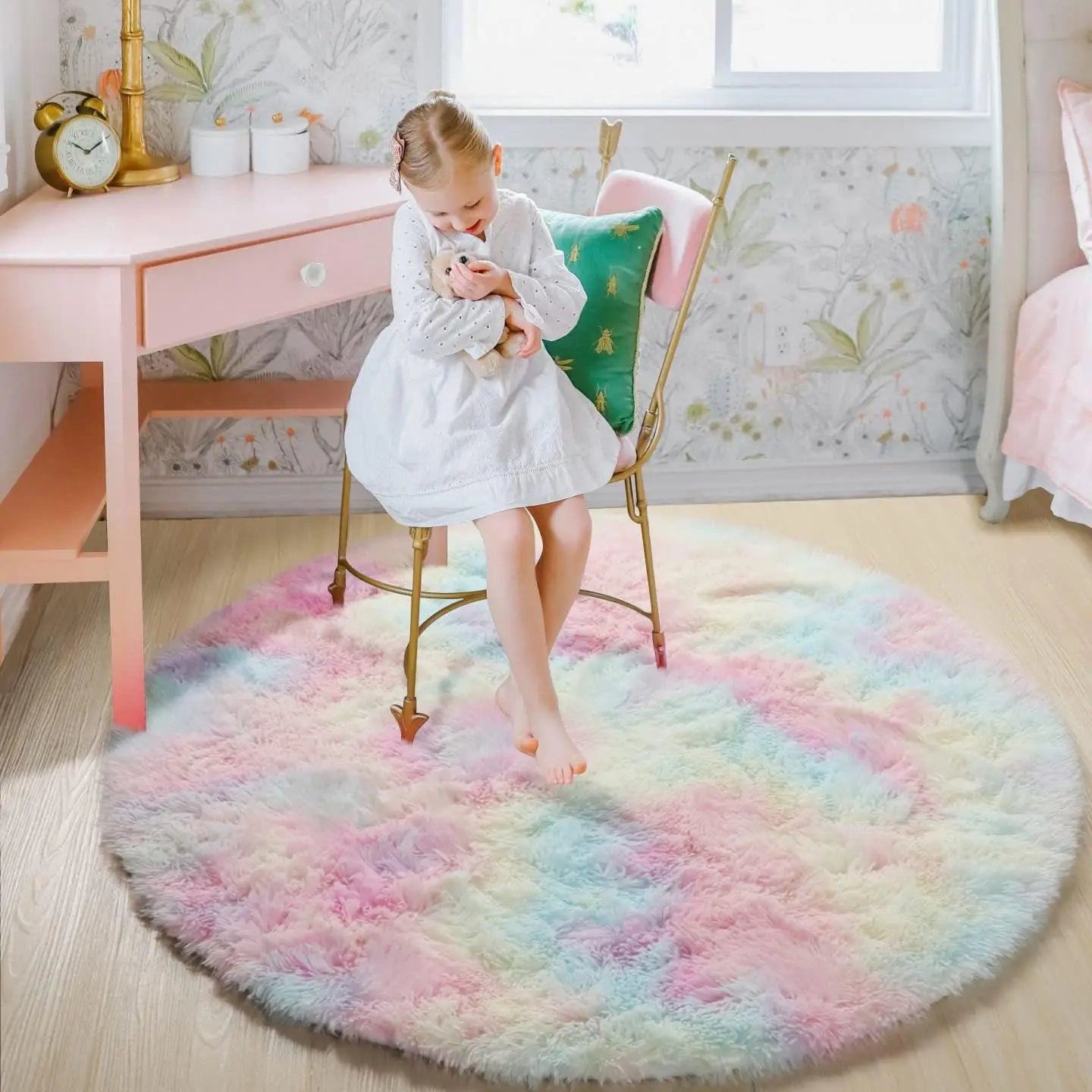 Fluffy Round Shag Rug for Kids Girls Bedroom & Nursery