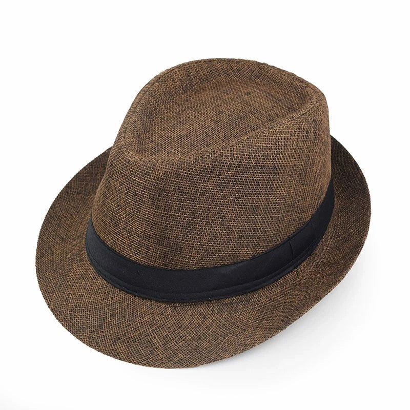 Linen Fedora Hat Unisex Summer Sun Hat with Band
