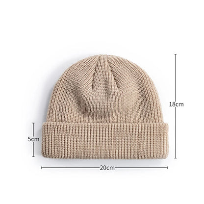Solid Color Knit Beanie for Men & Women – Warm Winter Skull Cap