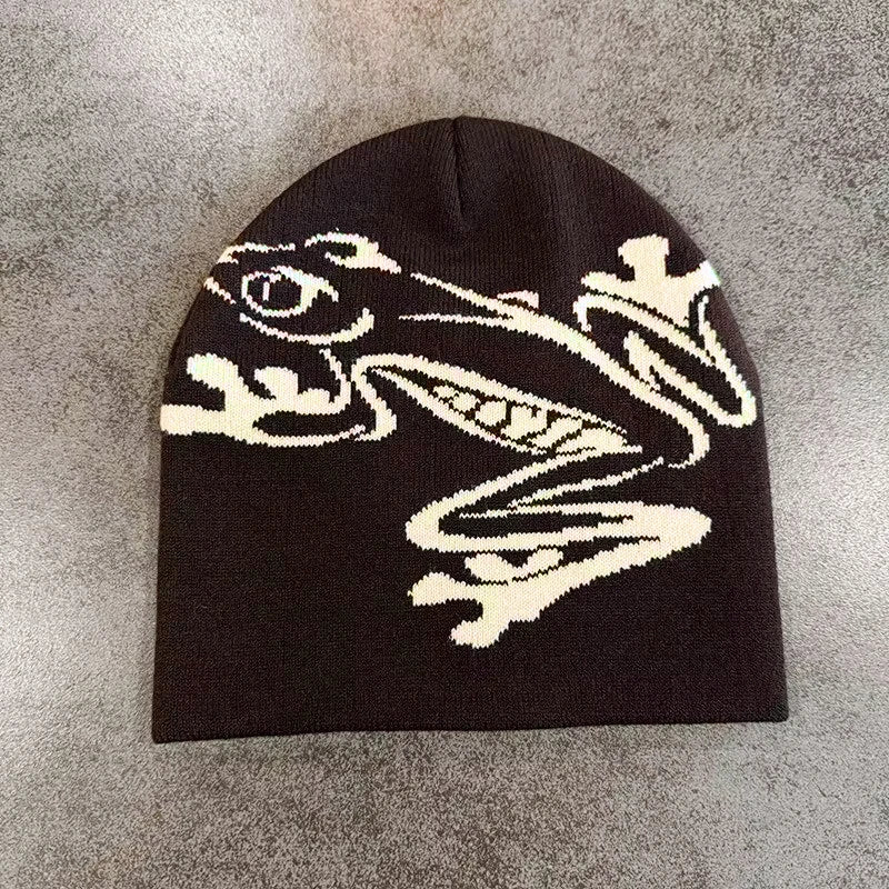 Tree Frog Print Beanie – Unisex Stretchy Knit Skull Cap