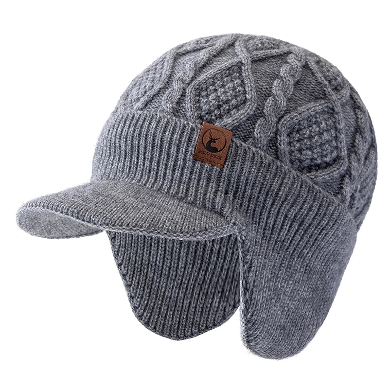 Winter Knit Earflap Beanie Cap – Fur Lined Warm Ski Hat