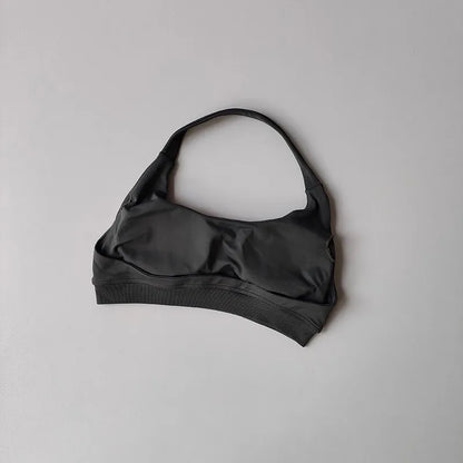 Seamless Padded Sports Bra – Backless Halter Crop Top for Women