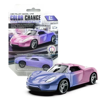 Color-Changing Die-Cast Racing Car Toy – 1:64 Pull Back Model