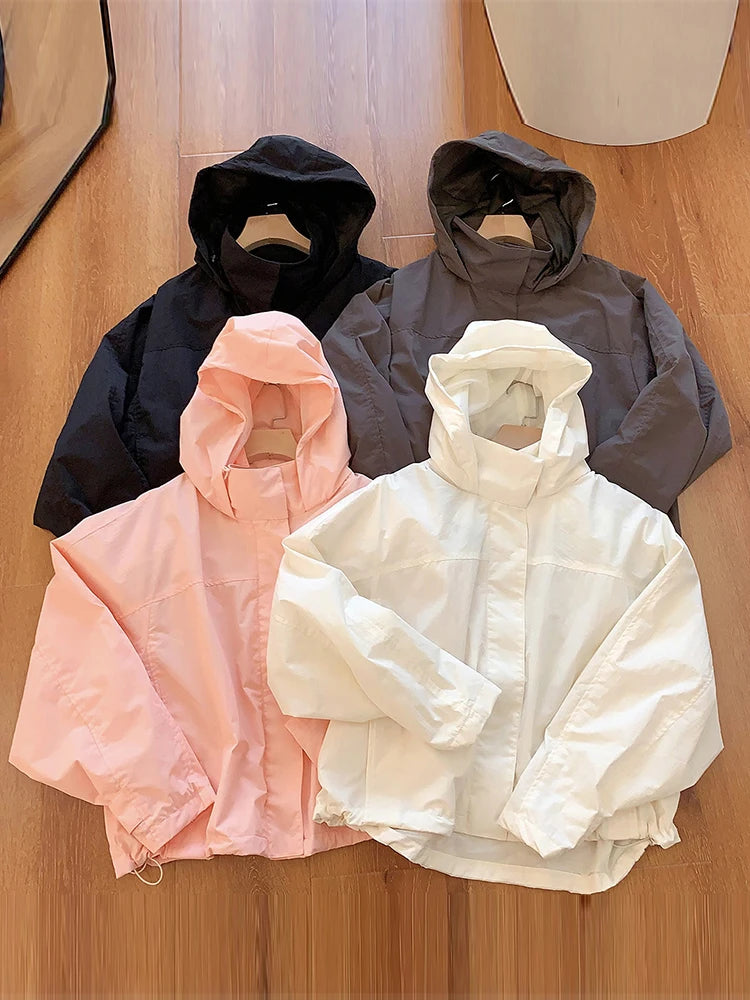 Women's Hooded Windbreaker Jacket – Windproof Outdoor Sport Coat