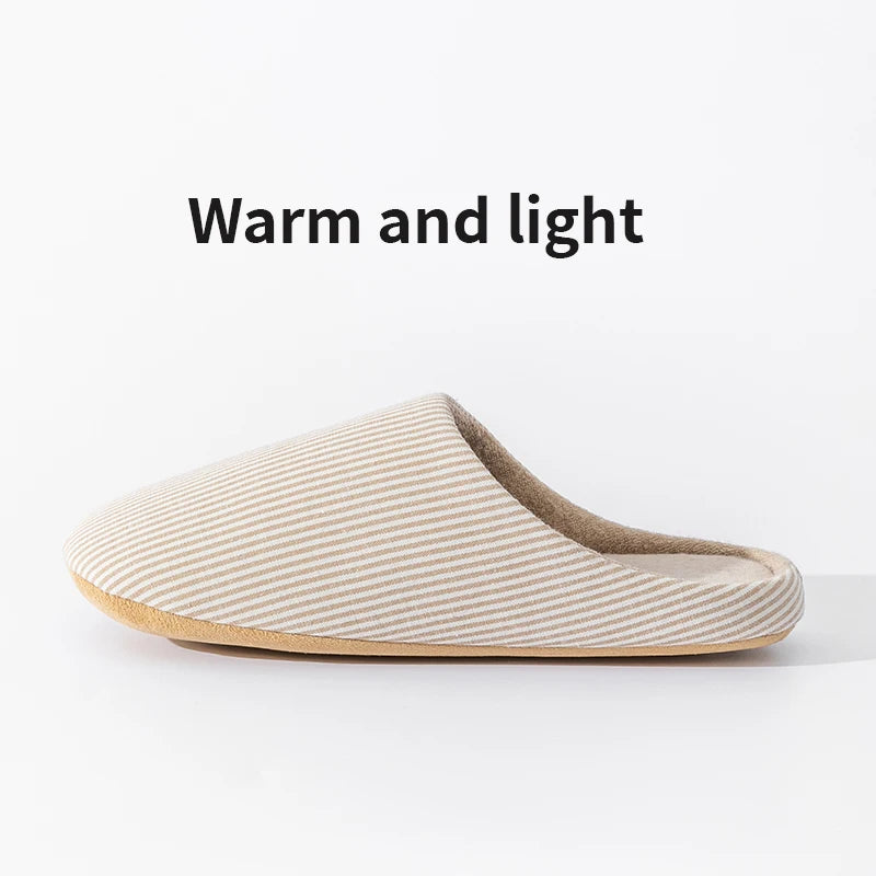 Unisex Home Slippers Soft Fur Warm Indoor Flat Slides Nonslip Couples Shoes Bedroom Light Slience