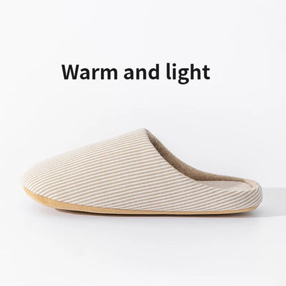 Unisex Home Slippers Soft Fur Warm Indoor Flat Slides Nonslip Couples Shoes Bedroom Light Slience