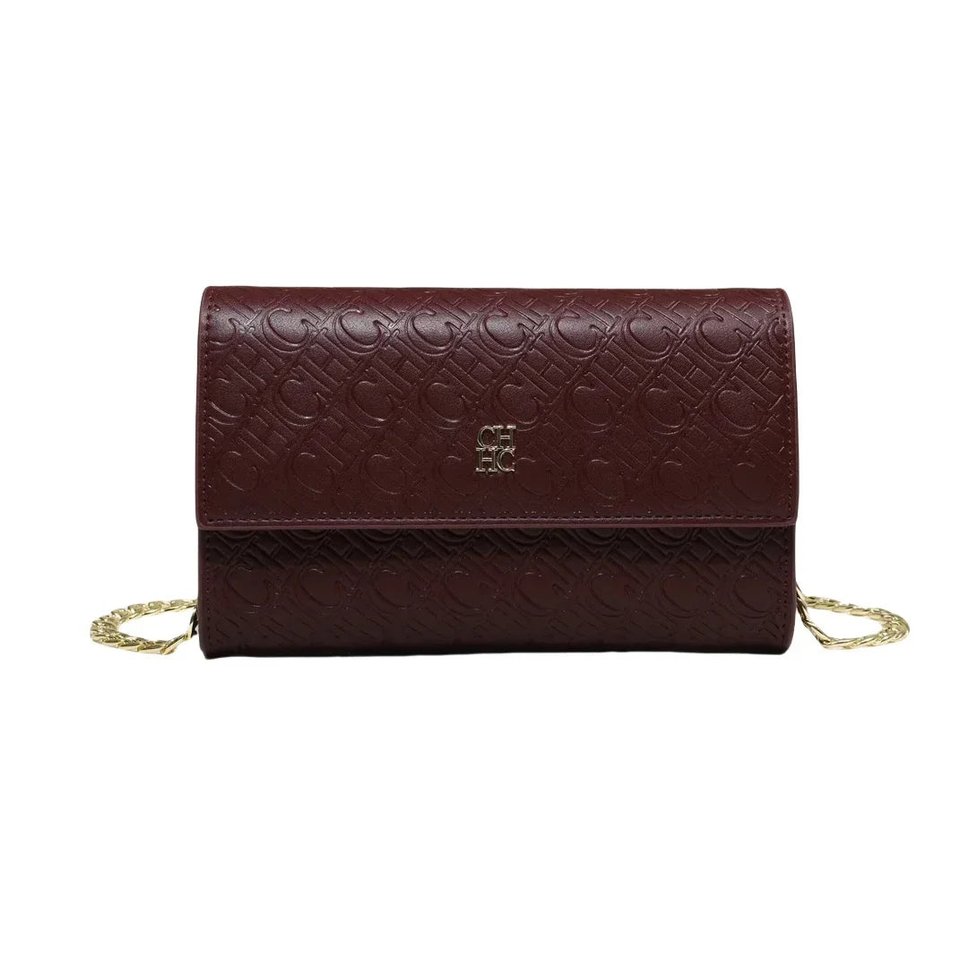 Women's Chain Crossbody Bag – Letter Print PU Leather Flap Shoulder Purse
