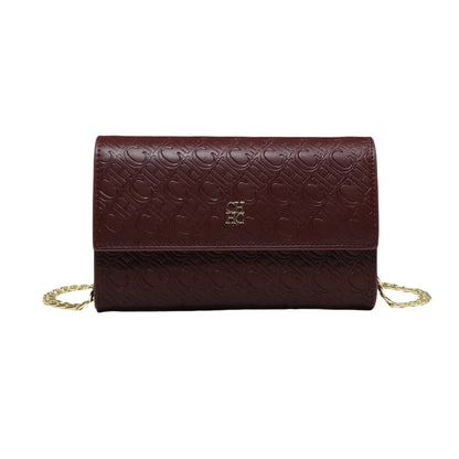Women's Chain Crossbody Bag – Letter Print PU Leather Flap Shoulder Purse