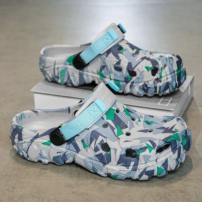Men's Camouflage Clogs – Big Size Garden Sandals with Adjustable Strap