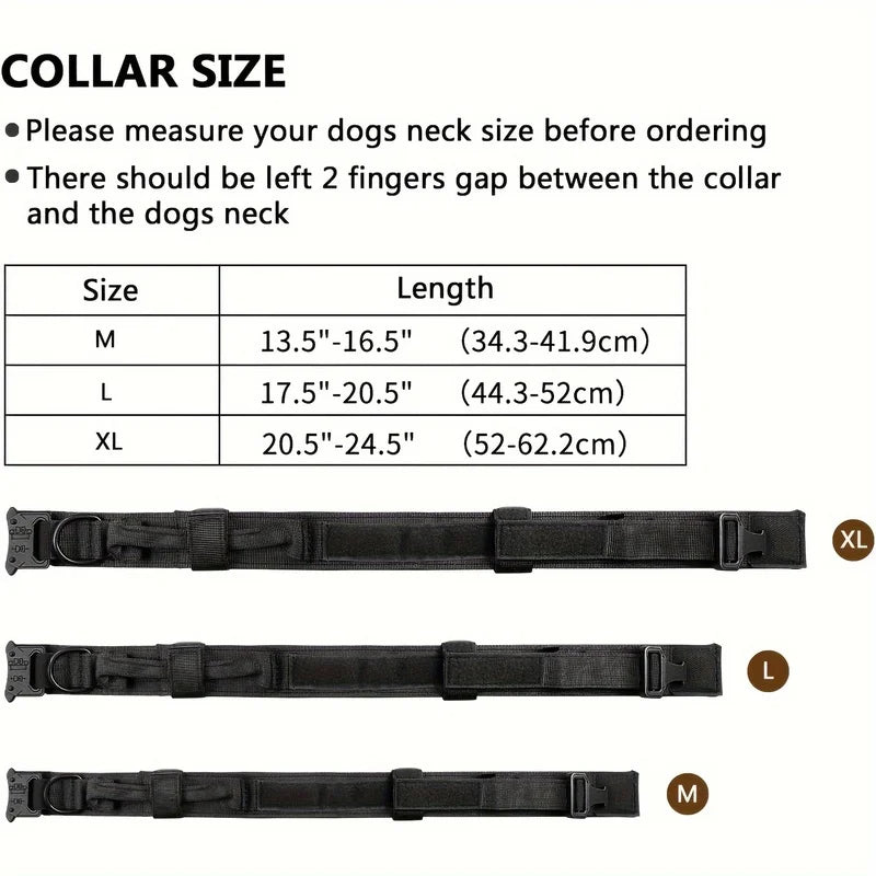 Tactical Dog Collar – Adjustable Military Training Nylon Collar with Metal Buckle