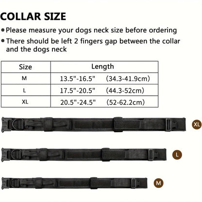 Tactical Dog Collar – Adjustable Military Training Nylon Collar with Metal Buckle