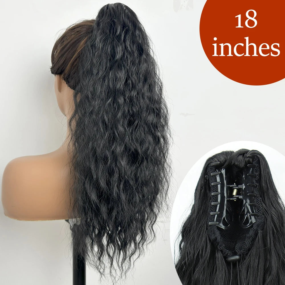 Synthetic Long Straight Claw Clip Ponytail Hair Extensions 24inch Heat Resistant Pony Tail Piece