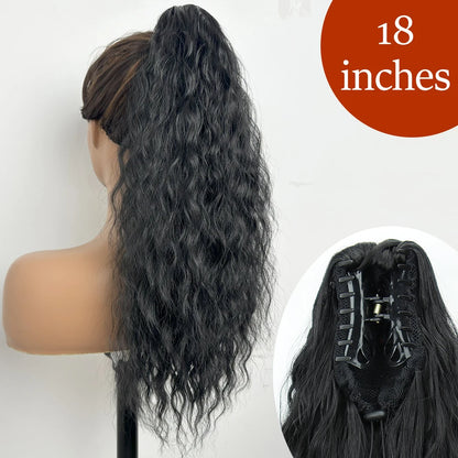 Synthetic Long Straight Claw Clip Ponytail Hair Extensions 24inch Heat Resistant Pony Tail Piece