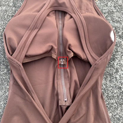 Women's Yoga Jumpsuit Shorts – Scrunch Back, Zipper, Gym Sportswear