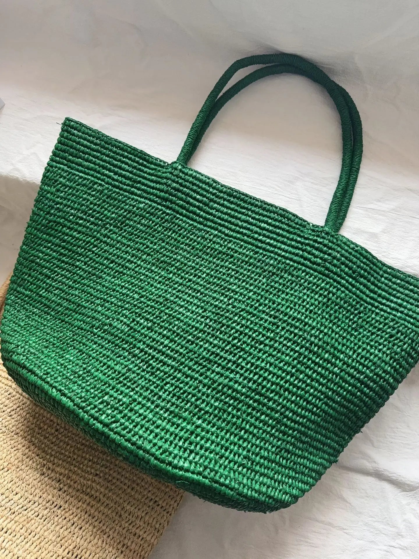 Handwoven Straw Tote Bag – Women's Large Beach Shoulder Bag