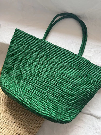 Handwoven Straw Tote Bag – Women's Large Beach Shoulder Bag