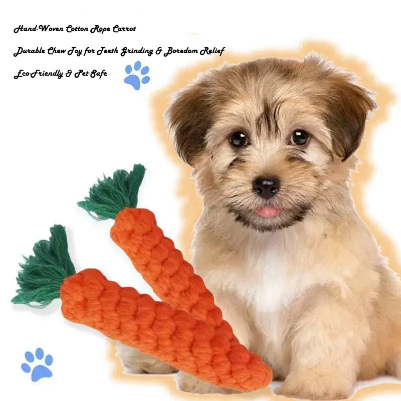 Carrot Cotton Rope Chew Toy for Small Dogs & Puppies