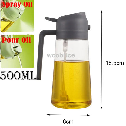 2-in-1 Oil Spray & Pour Bottle with Auto Lid – 500ml