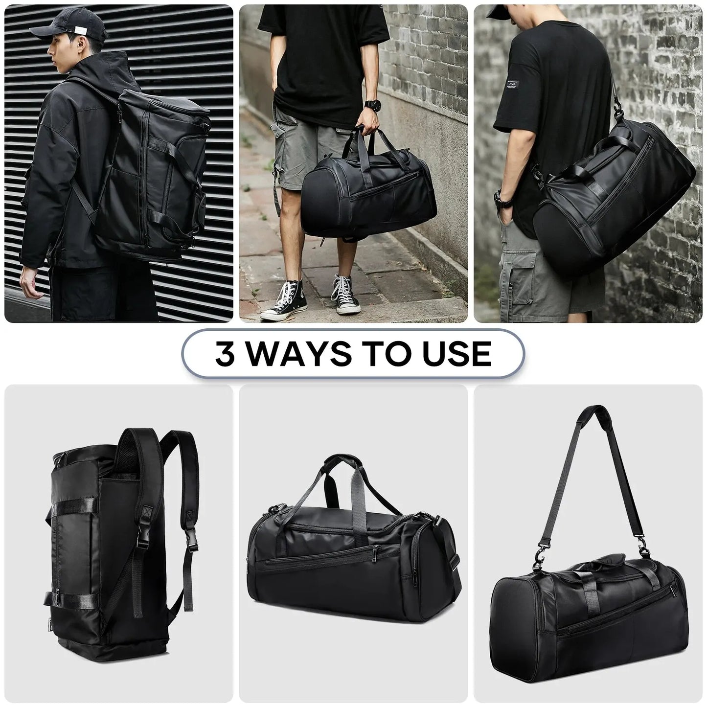 40L Gym Duffel Bag with Shoe Compartment – Foldable Travel Bag for Men & Women